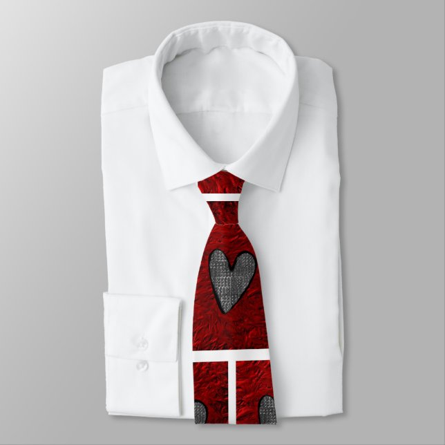 Patchwork Faux Metalic Design Tie (Tied)
