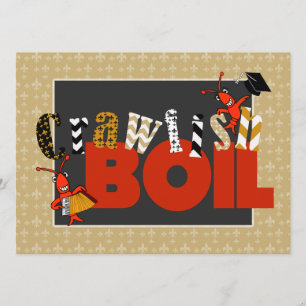 Patchwork Fleur de Lis Crawfish Boil Graduation Invitation