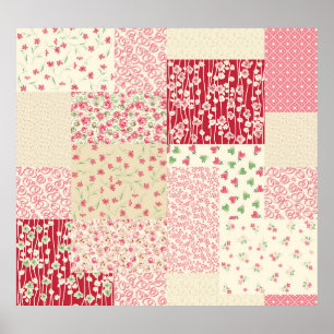 Patchwork Floral: Hand Drawn Ornaments. Poster