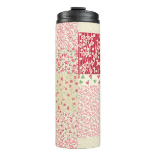 Patchwork Floral: Hand Drawn Ornaments. Thermal Tumbler