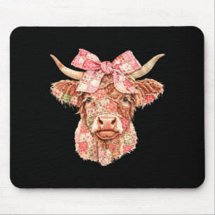 Patchwork Floral Highland Cow Cottagecore Farm Mouse Pad