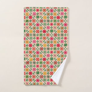 Patchwork floral pattern hand towel