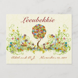 Patchwork Flower Love Tree Thank You Post Card