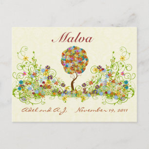 Patchwork Flower Love Tree Thank You Post Card