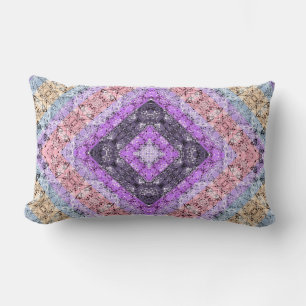 Patchwork folk retro ornamental decor violet grey  lumbar pillow
