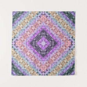 Patchwork folk retro ornamental decor violet grey tapestry