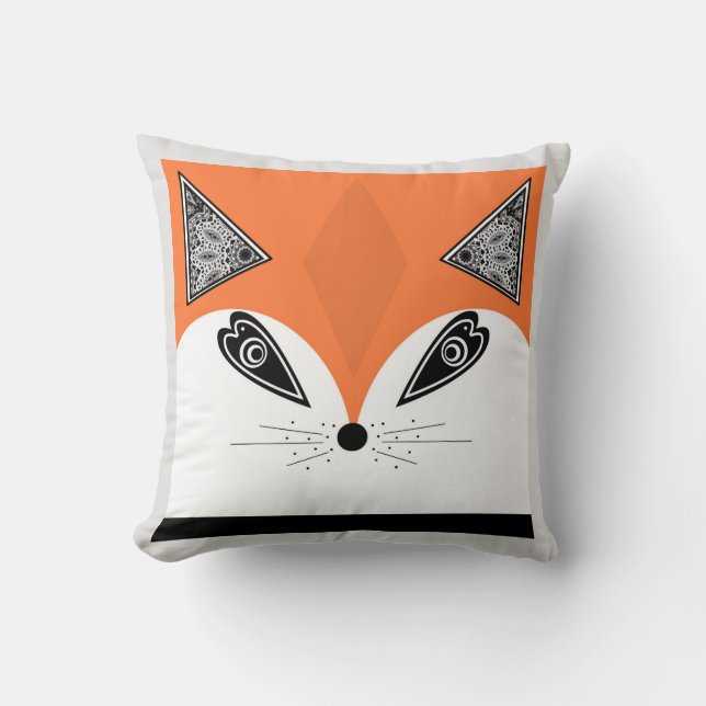 Patchwork Fox, applique Fox, Fox, children's Throw Pillow (Front)