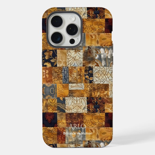 Patchwork Fusion Harmony – Rustic Modern Art iPhone Case (Back)