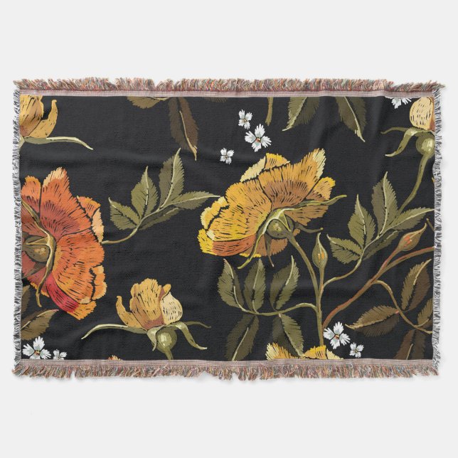 Patchwork Gentle: Hand Drawing Design Throw Blanket (Front)
