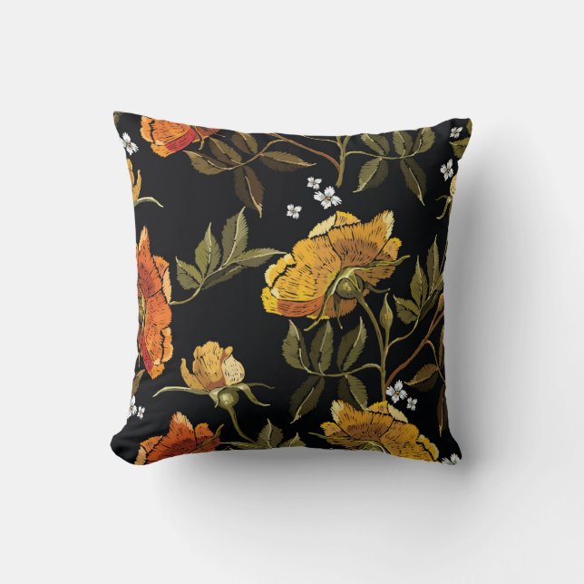 Patchwork Gentle: Hand Drawing Design Throw Pillow (Front)