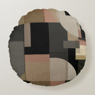 Patchwork Geometric Pattern Round Pillow