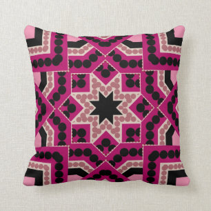 Patchwork Geometric Star Hot Pink Cushion