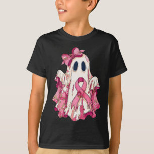 Patchwork Ghost Boo Breast Cancer Awareness Pink R T-Shirt