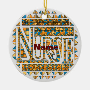 Patchwork gold nurse  ceramic ornament