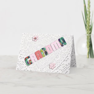 Patchwork 'Grandma' On Lace for Mother's Day Card