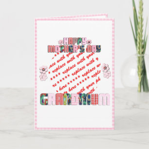 Patchwork 'Grandmum' Mother's Day Photo Frame Card