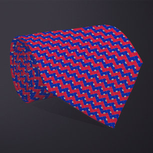 Patchwork Haiti Flag Pattern Tie