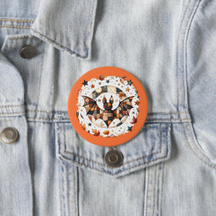 Patchwork Halloween Bat in Autumn Colors 3 Inch Round Button