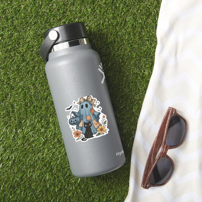 Patchwork Halloween Ghost black Cat Essential T-Sh (HydroFlask Insitu)