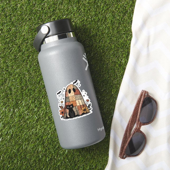 Patchwork Halloween Ghost black cat Essential T-Sh (HydroFlask Insitu)