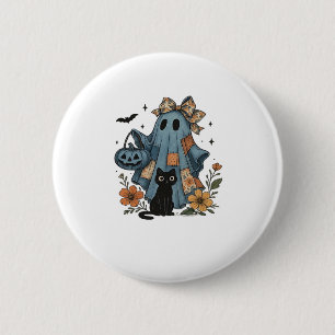 Patchwork Halloween Ghost black Cat Essential T-Sh 2 Inch Round Button