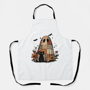 Patchwork Halloween Ghost black cat Essential T-Sh Apron