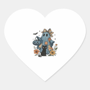 Patchwork Halloween Ghost black Cat Essential T-Sh Heart Sticker