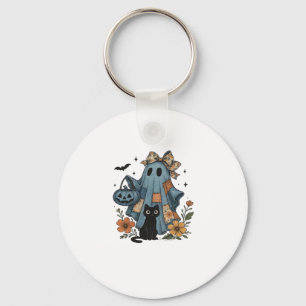 Patchwork Halloween Ghost black Cat Essential T-Sh Keychain
