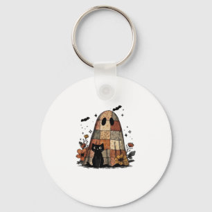 Patchwork Halloween Ghost black cat Essential T-Sh Keychain