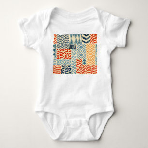 Patchwork Hand Drawn Textures Collection Baby Bodysuit