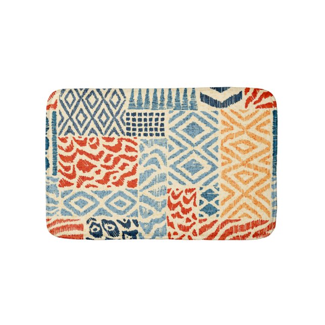Patchwork Hand Drawn Textures Collection Bath Mat (Front)