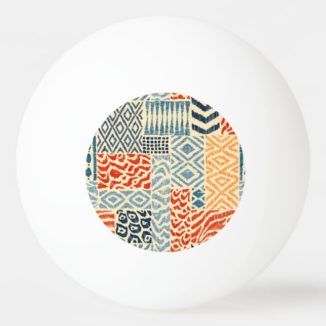 Patchwork Hand Drawn Textures Collection Ping Pong Ball (Front)