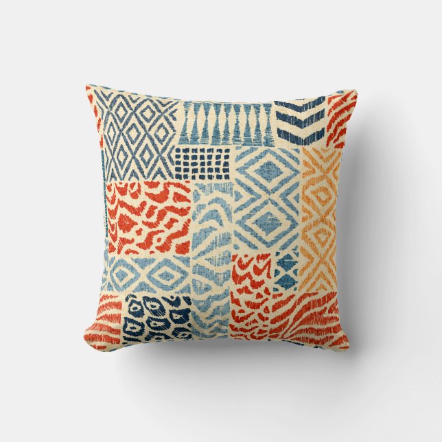 Patchwork Hand Drawn Textures Collection Throw Pillow (Front)