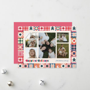 Patchwork Happiest Holidays Multicolored Photo Holiday Card