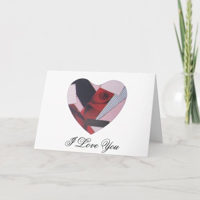 Patchwork Heart I Love You with Poem Holiday Card (Front)