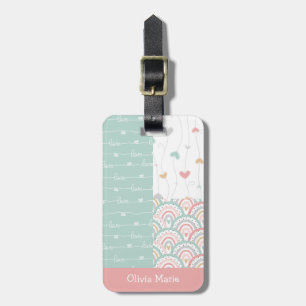 Patchwork Heart Rainbow Pastel Kids Luggage Tag