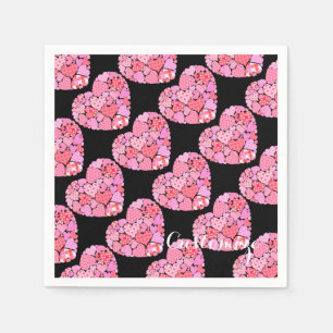 Patchwork Hearts Black Napkins