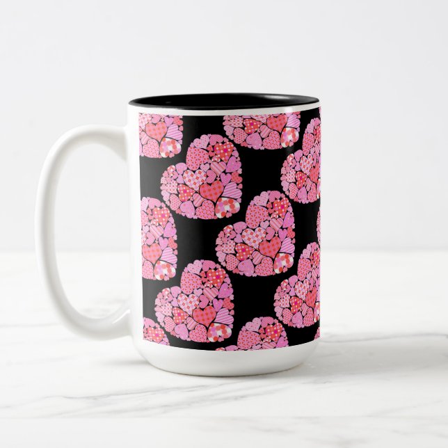 Patchwork Hearts Mug de café noir (Gauche)