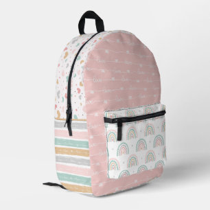 Patchwork Hearts Rainbow Kids Pinted Backpack     