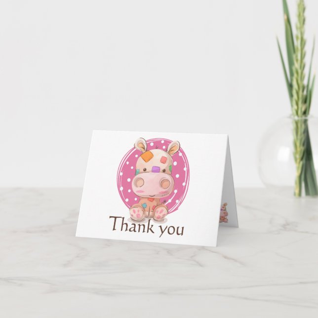 Patchwork Hippo Pink Thank You (Front)