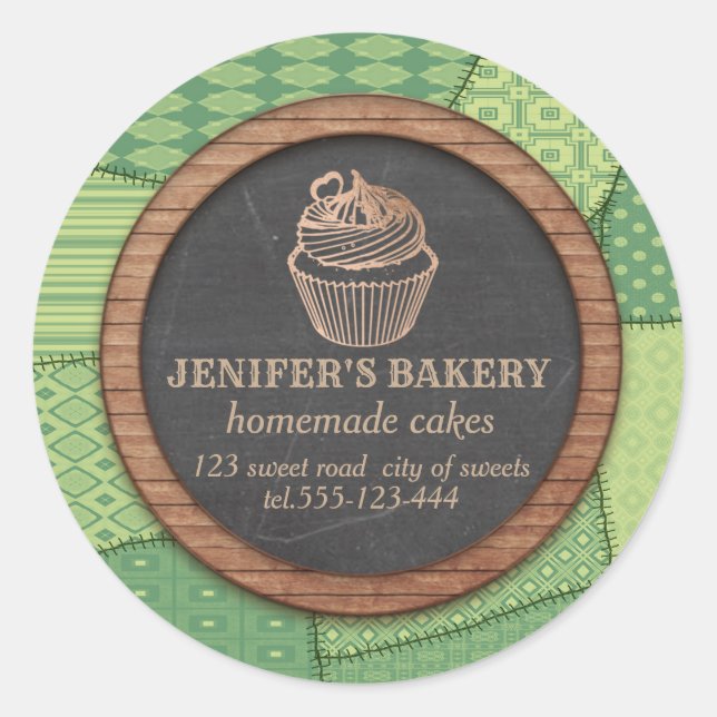 Patchwork Homemade cupcakes and sweets Classic Round Sticker (Front)