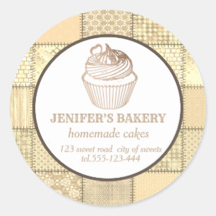 Patchwork Homemade cupcakes and sweets Classic Round Sticker