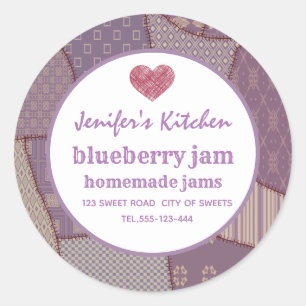 Patchwork homemade jam classic round sticker