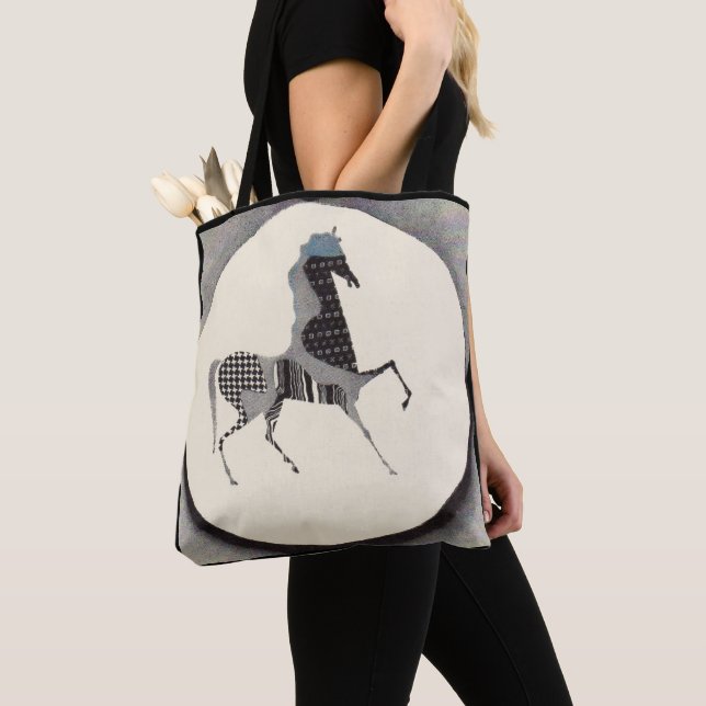  patchwork horse print tote bag (Close Up)
