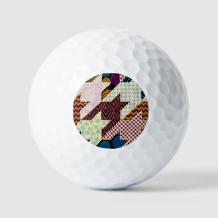 Patchwork Hounds-tooth: Vintage Seamless Backgroun Golf Balls