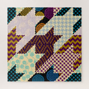 Patchwork Hounds-tooth: Vintage Seamless Backgroun Jigsaw Puzzle