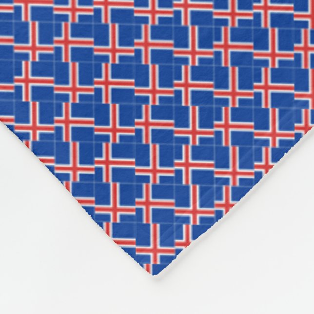 Patchwork Iceland Flag Pattern  Fleece Blanket (Corner)