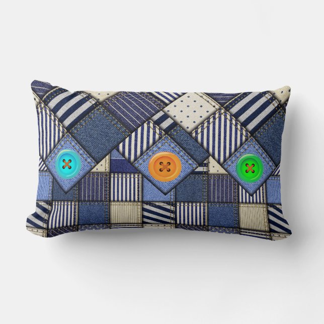 Patchwork Image Lumbar Pillow (Front)