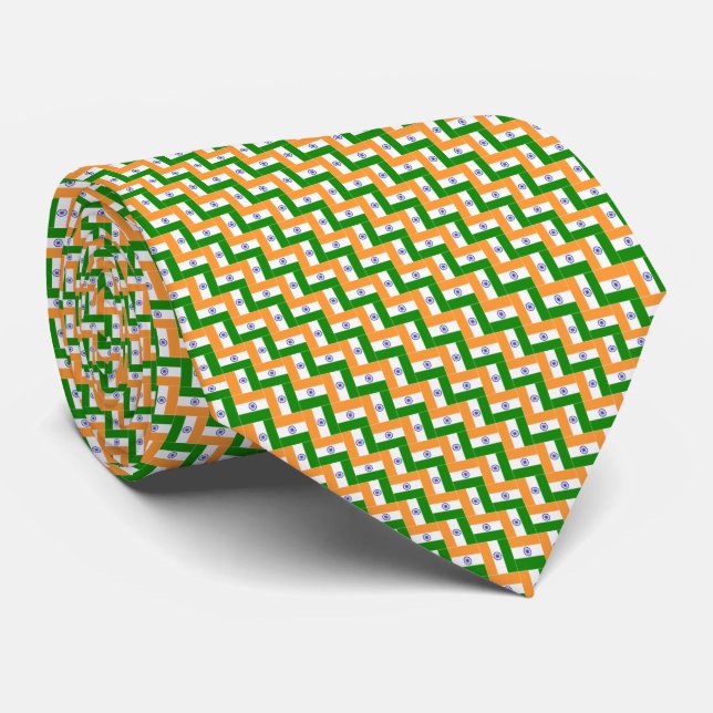 Patchwork India Flag Pattern  Tie (Rolled)