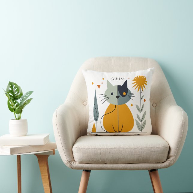 Patchwork Kitty  Throw Pillow (Chair)